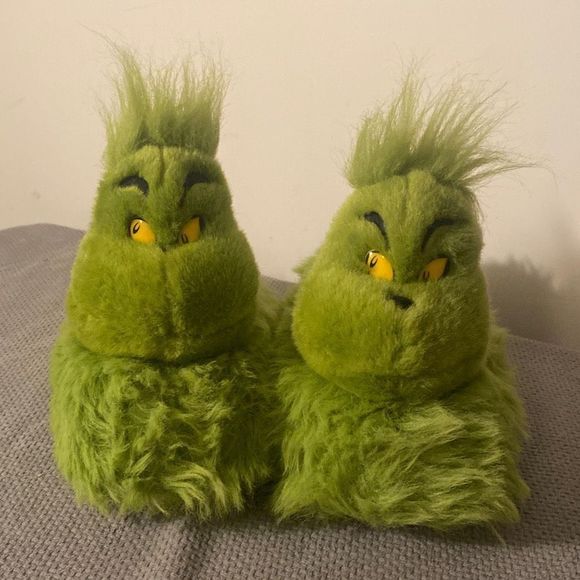 Vintage 1998 The Grinch Large Plush Slippers - Picture 1 of 7